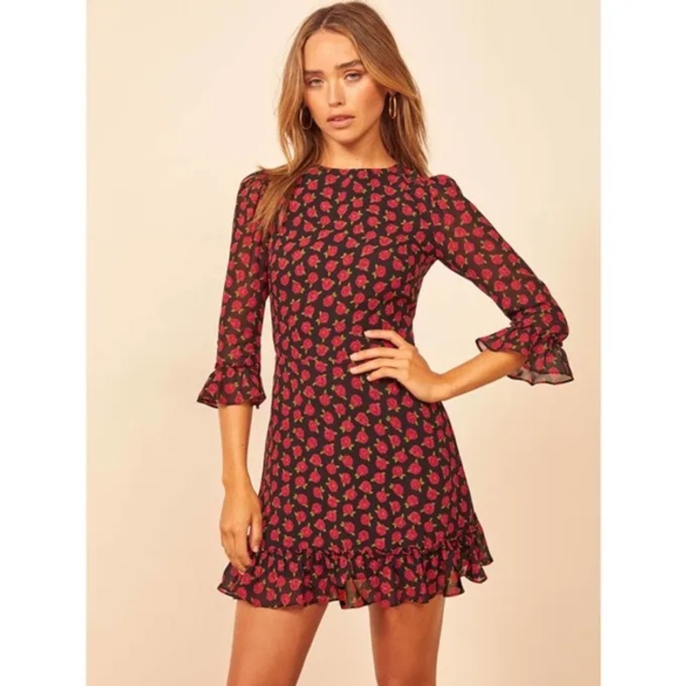 Reformation Doutzen rose floral mini dress